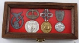 WWII GERMAN CASED BADGE & BUCKLE LOT OF 7