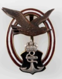 WWI AUSTRIAN NAVY PILOTS BADGE ENAMEL OVER TOMBAK