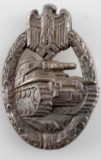 WWII GERMAN 3RD REICH SILVER PANZER ASSAULT BADGE