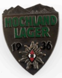 WWII GERMAN 3RD REICH BRONZE 1936 HJ ALPINE BADGE