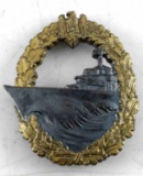 WWII GERMAN 3RD REICH KRIEGSMARINE DESTROYER BADGE