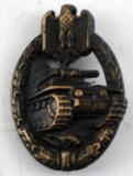 WWII GERMAN 3RD REICH BRONZE PANZER ASSAULT BADGE
