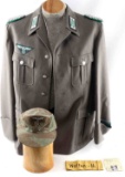 WWII GERMAN REINACTOR TUNIC CAP ARMBAND AUSWEIS