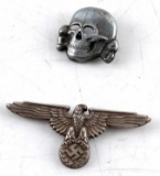 WWII GERMAN WAFFEN SS OFFICERS CAP EAGLE & SKULL