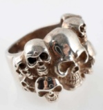 WWII THIRD REICH GERMAN SS DEATH SKULL SILVER RING