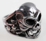 WWII THIRD REICH GERMAN DEATH SKULL RING SILVER