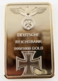 POST WWII FACSIMILE GERMAN REICHBANK GOLD BAR