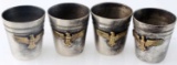 WWII GERMAN ARMY HEER LOT OF 4 SCHNAPPS CUPS