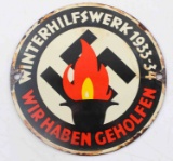 WWII GERMAN 3RD REICH WHW PROPAGANDA SIGN 33-34