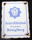 WWII GERMAN THIRD REICH KONIGSBERG STREET SIGN