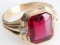 OSTBY & BARTON 10K MENS GARNET & DIAMOND RING