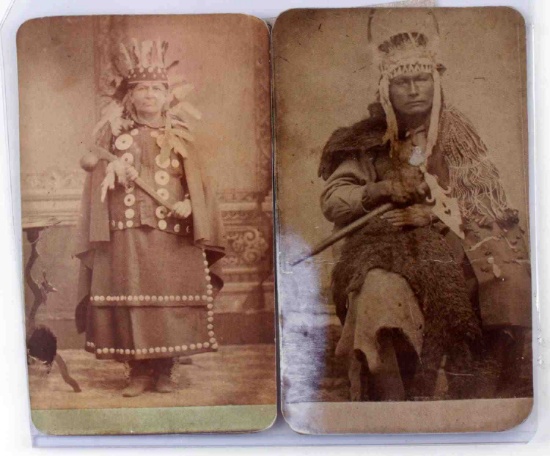 ANTIQUE CDV PHOTOGRAPHS 2 PLAINS INDIAN PHOTO