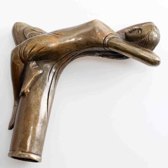 ANTIQUE ART NOUVEAU NUDE CANE TOP HANDLE