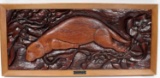 HAND CARVED WOOD RELIEF DIVING OTTER DELLAZOPPA