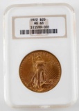 1922 ST GAUDENS GOLD NGC MS63 $20 DOUBLE EAGLE