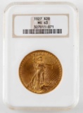 1927 GOLD ST GAUDENS $20 DOUBLE EAGLE COIN NGC MS