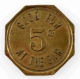 F.F. KOPLITZ TOKEN OSHKOSH WI. 5 CENTS AT THE BAR