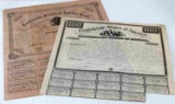 2 CSA CONFEDERATE STATES BOND AND LOAN SHEETS