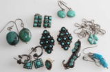 16 PIECE NATIVE AMERICAN TURQUOISE & STERLING LOT