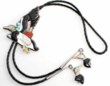 PAUL PEYKETEWA SIGNED ZUNI DUCK BOLO NECKTIE