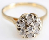 WOMENS 14K YELLOW GOLD & DIAMOND CLUSTER RING