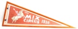 1938 TOM MIX CIRCUS PENNANT CLASSIC MEMORABILIA