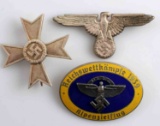 WWII THRID REICH GERMAN BADGES AND CAP EAGLE