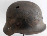 WWII GERMAN M-40 HELMET BATTLEFIELD RELIC