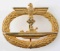 GERMAN WWII U-BOAT BADGE GOLD-TONED SILVER