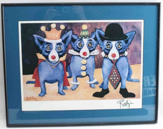 GEORGE RODRIGUE SIGNED BLUE DOG LITHOGRAPH