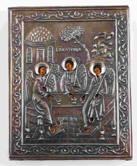 RUSSIAN IMPERIAL TRAVELING ICON TRINITY 84 SILVER