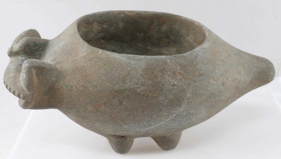 TAINO ANDESITE CARVED COHOBA FROG BOWL