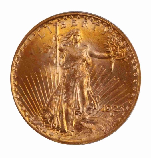 1923 $20 ST GAUDENS MS65 DOUBLE EAGLE GOLD COIN