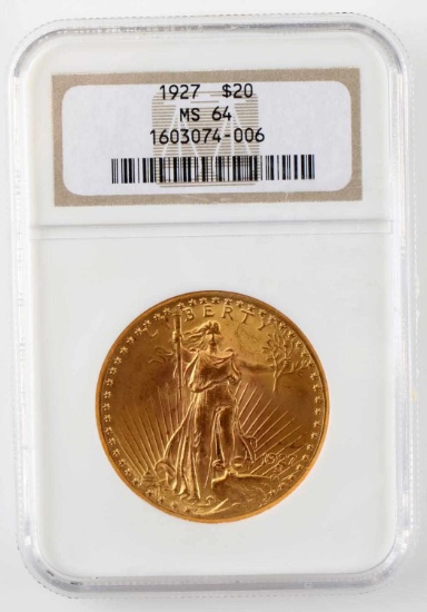 1927 $20 GOLD ST GAUDENS COIN NGC MS64