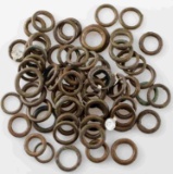 ANTIQUE YORUBA  AFRICAN BRASS MONEY RINGS 66 TOTAL