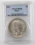 1921 AMERICAN PEACE DOLLAR PCGS MS64