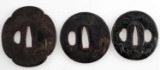 EDO PERIOD JAPANESE SAMURAI SWORD TSUBA LOT OF 3