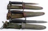 WWII & LATER US M1 CARBINE M4 BAYONET LOT OF 3