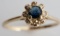 WOMENS 14K YELLOW GOLD SAPPHIRE & DIAMOND RING