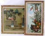 LOT OF 2 FRAMED ASIAN PIECES WOODBLOCK & PAINTING