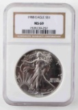 1988 AMERICAN SILVER EAGLE MS69 NGC