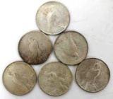 US SILVER 1922 1923 PEACE DOLLAR LOT OF 6