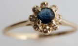 WOMENS 14K YELLOW GOLD SAPPHIRE & DIAMOND RING