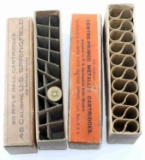 2 VINTAGE .45 CALIBER CARTRIDGE BOXES 40 HOLDERS