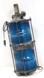 LARGE BLUE ADLAKE ANTIQUE SHIP STARBOARD LAMP