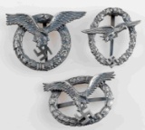 GERMAN WWII THIRD REICH LUFTWAFFE BADGE LOT OF 3