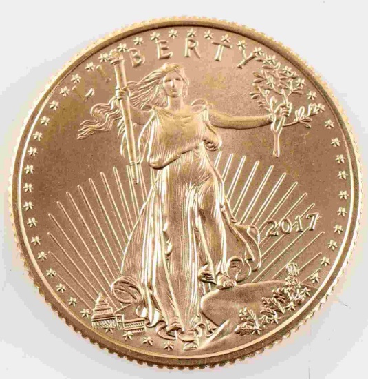 1/4 OZ 2017 AMERICAN EAGLE FINE GOLD COIN BU