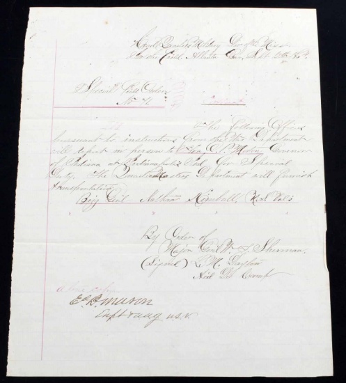 1864 SPECIAL ORDER FROM GENERAL W.T. SHERMAN