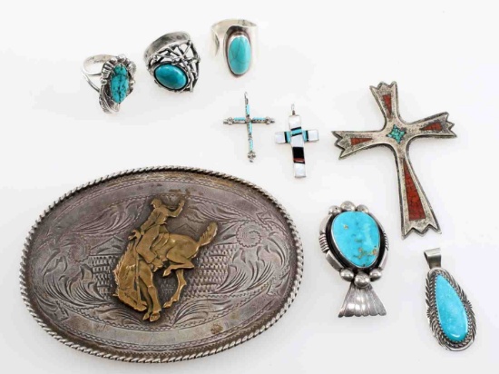 LOT OF NATIVE AMERICAN & SOUTHWESTERN STERLING