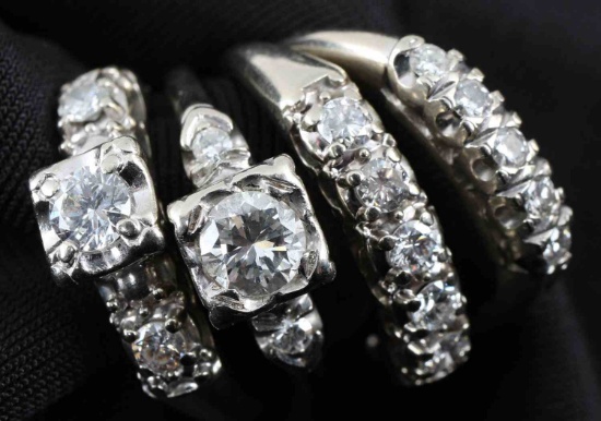 2 DIAMOND 14KT WEDDING RING SETS 1.45 TCW